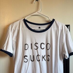 White Ringer T-Shirt with Black Text